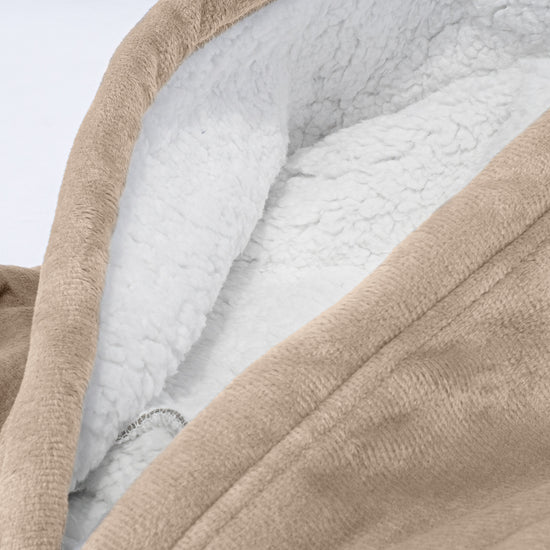 Sudadera Tipo Manta con Capucha Extragrande para Hombre o Mujer - Tela Minky Lisa Crema / Visón 06