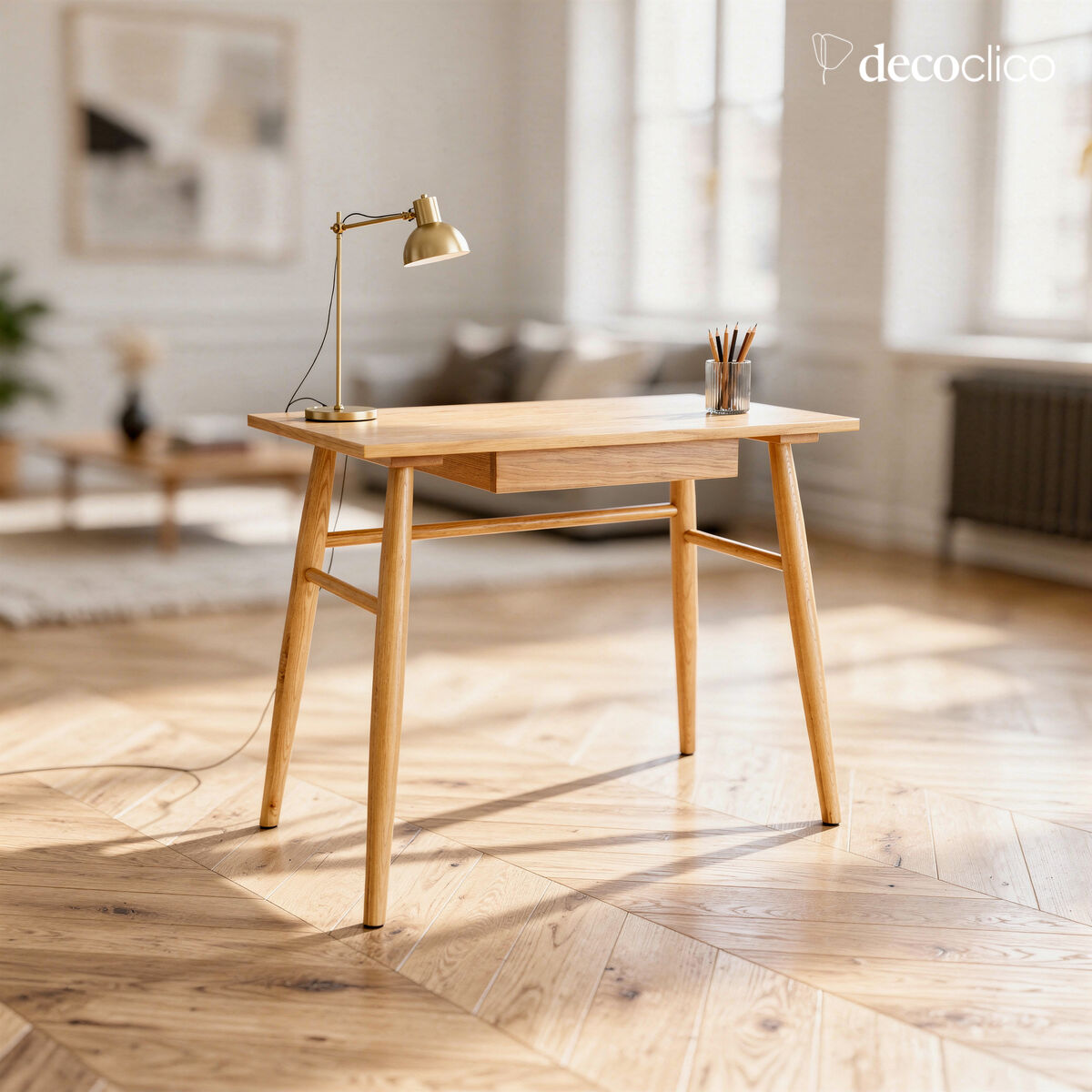 Petit bureau en chêne 1 tiroir style scandinave Bloom