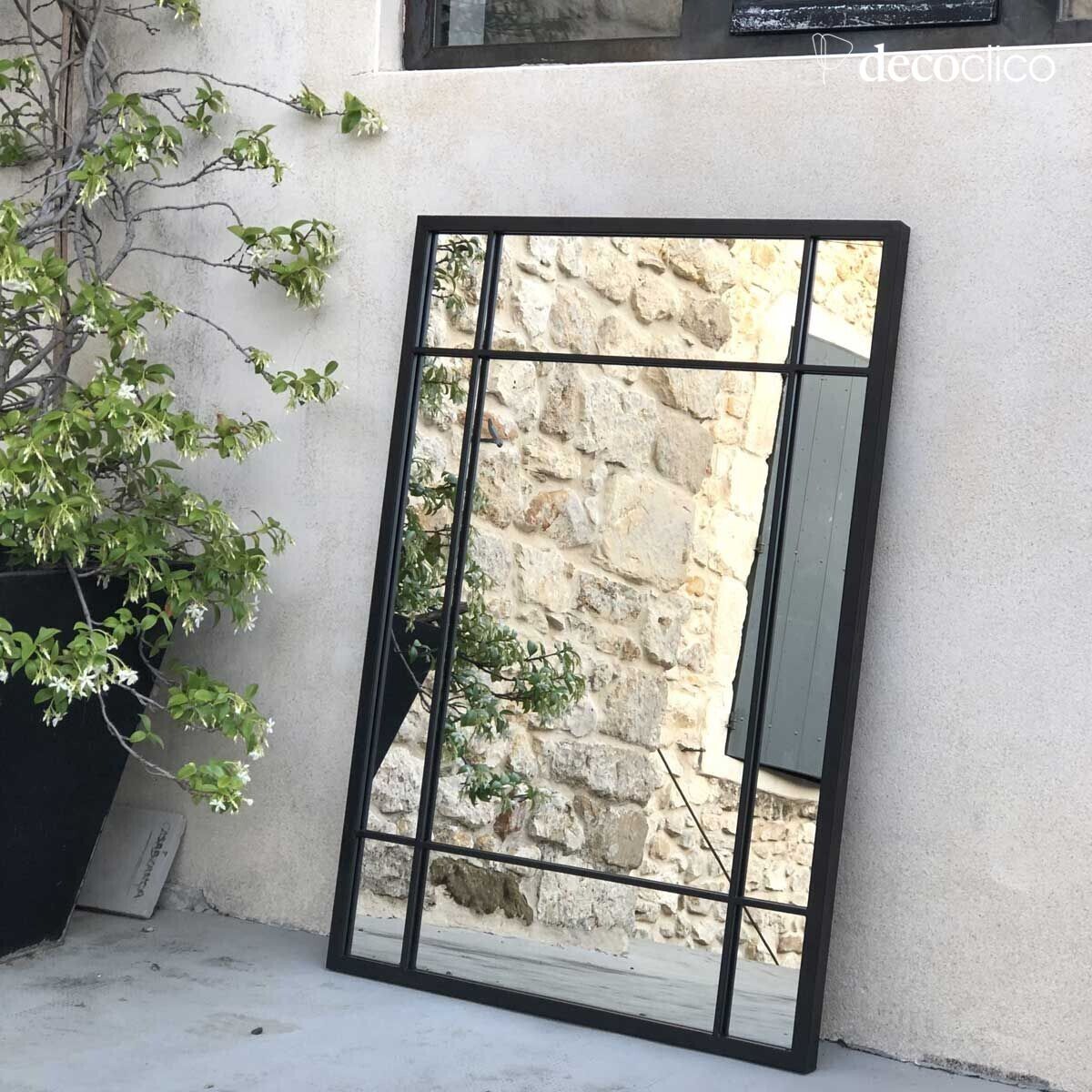 Miroir Art Déco en métal noir 97 x 67 cm Wallis