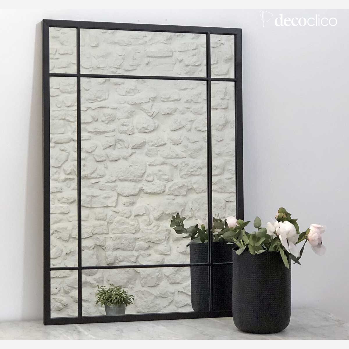 Miroir Art Déco en métal noir 97 x 67 cm Wallis