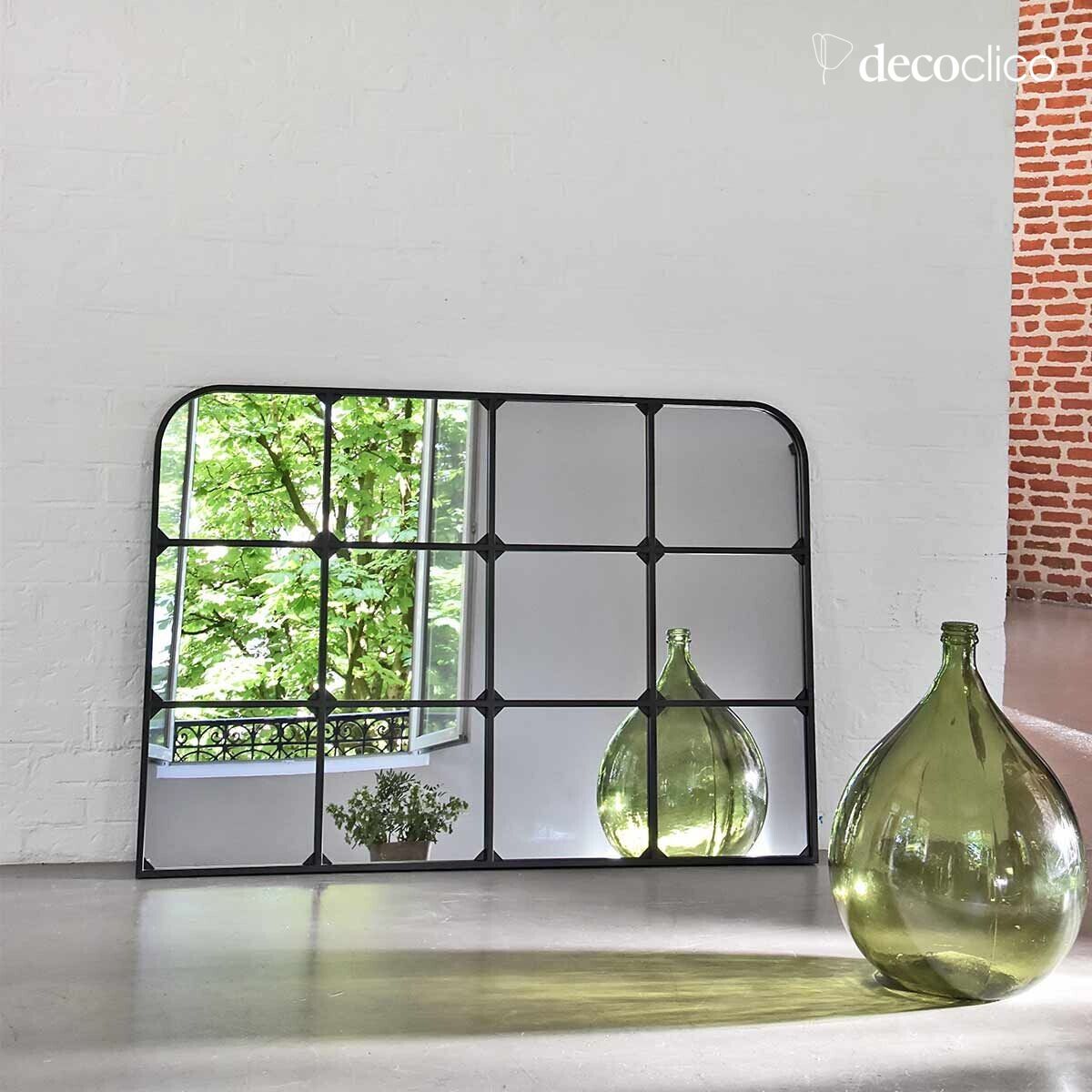 Miroir fenêtre en métal noir 130 x 90 cm Saïgon